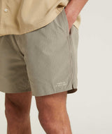 Mens Seersucker Swim Shorts - Stone Stripe