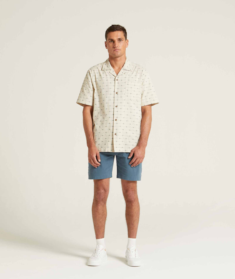 Mens Cotton Drawcord Shorts - Blue Steel