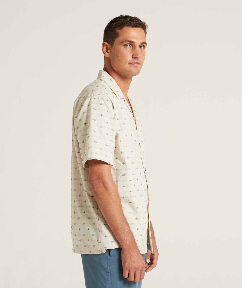Mens Cotton Camp Collar Shirt - Moth