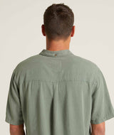 Mens Garment Dyed Short Sleeve Shirt - Silver Pine