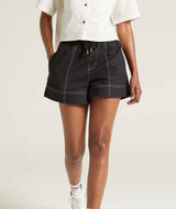 Ladies Linen Blend Drawcord Shorts - Dark Ink