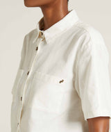 Ladies Linen Blend Short Sleeve Shirt - Soft White