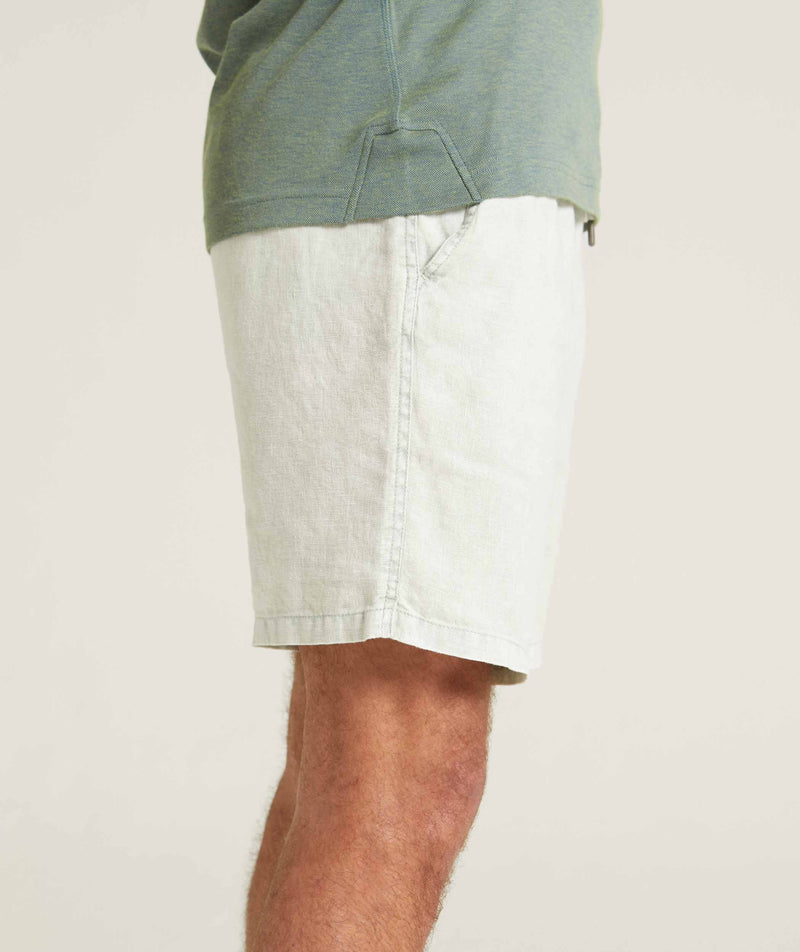Mens Linen Drawcord Shorts - Seafoam
