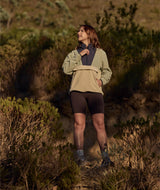 Ladies 1/4 Zip Colour Block Sweater - Sand Multi