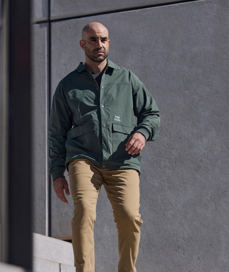 Mens Button Through Jacket - Hunter Green