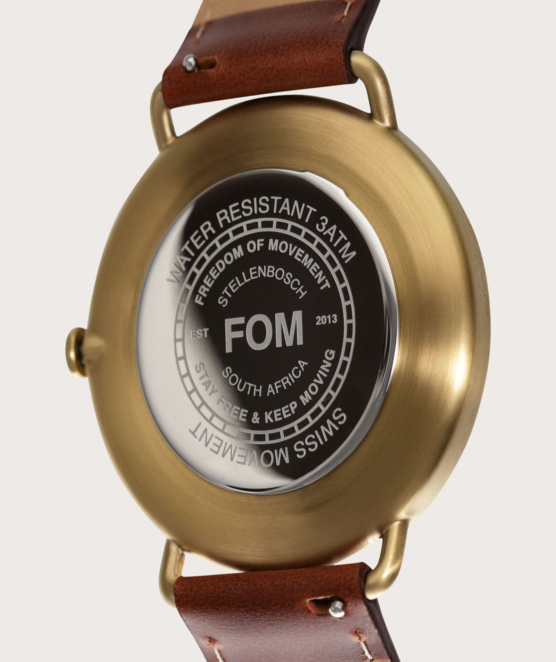 Pilot Navy/ Brushed Gold - Tobacco (42mm)