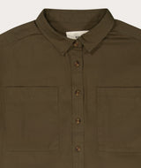 Ladies Boxy Long Sleeve Shirt - Olive Green