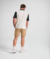 Mens Short Sleeve Honeycomb Golfer - Ivory Colour Block