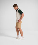 Mens Short Sleeve Honeycomb Golfer - Ivory Colour Block
