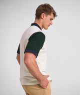 Mens Short Sleeve Honeycomb Golfer - Ivory Colour Block