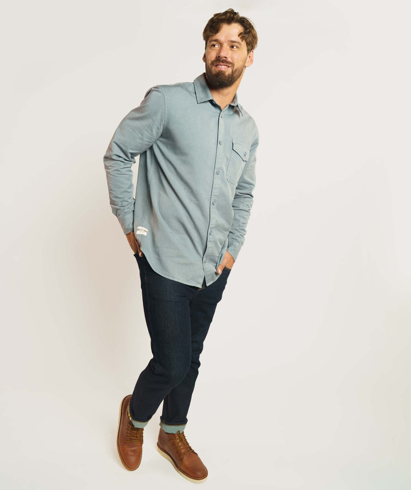 Mens Lyocell Blend Twill Shirt - Dark Shadow