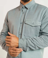Mens Lyocell Blend Twill Shirt - Dark Shadow
