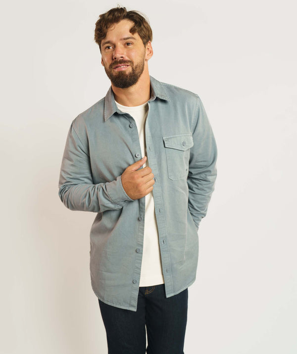 Mens Lyocell Blend Twill Shirt - Dark Shadow