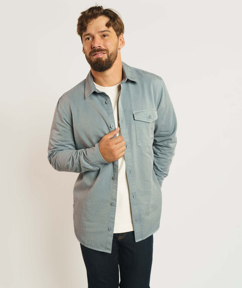 Mens Lyocell Blend Twill Shirt - Dark Shadow