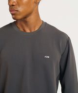 Mens Versatile Waffle Long Sleeve Top - Charcoal