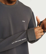 Mens Versatile Waffle Long Sleeve Top - Charcoal