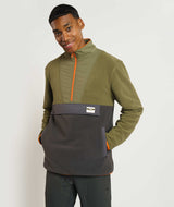 Mens Turtle Fleece Sweater - Olive & Charcoal