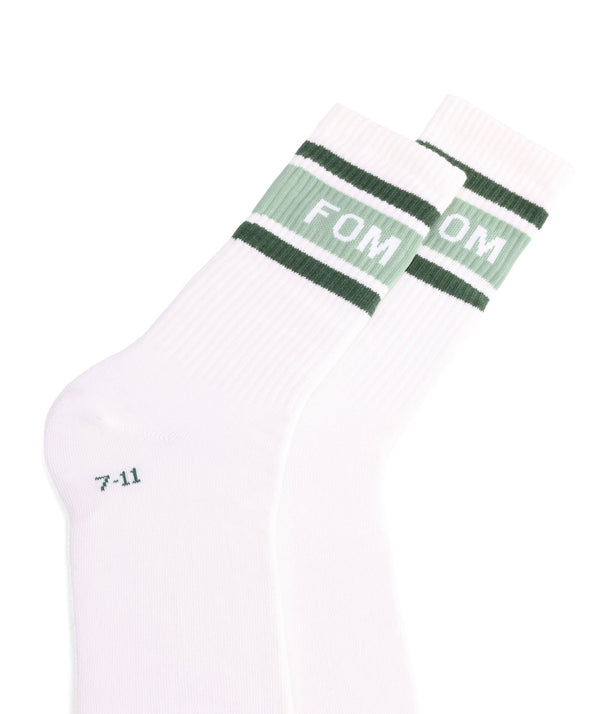 Socks FOM Crew - Off-White/ Green Stripes (Size 7-11)