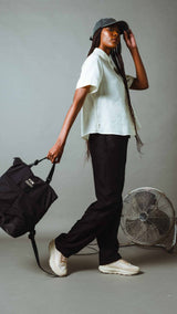 Ladies Drawstring Lyocell Pants - Black