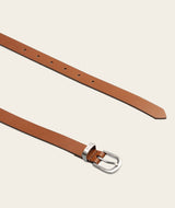 Ladies Skinny Belt - Tan/ Brushed Silver Buckle