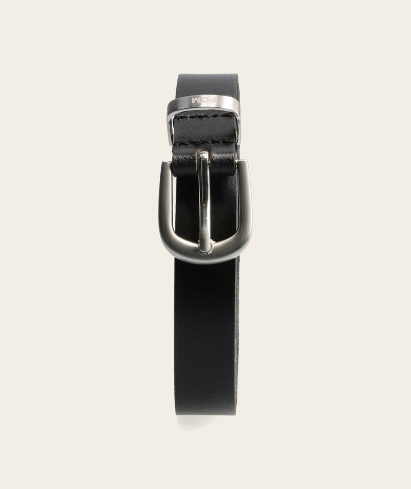 Ladies Skinny Belt - Black/ Brushed Silver Buckle
