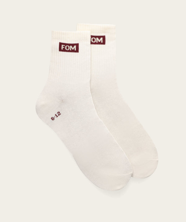 Socks Active - Off-White/ Burgundy FOM (Size 8-12)