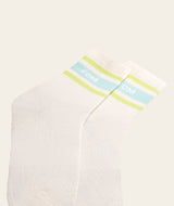 Socks Active - Off-White/ Sky Blue & Lime Stripes (Size 4-7)