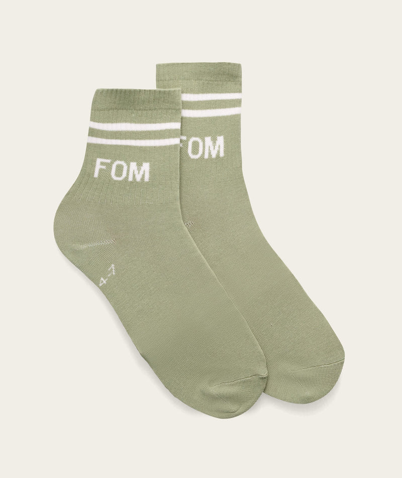 Socks Active Twin Pack - Avocado & Off-White Stripes (Size 4-7)