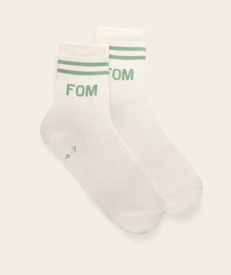 Socks Active Twin Pack - Avocado & Off-White Stripes (Size 4-7)
