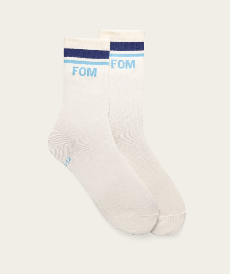 Socks Crew - Off-White/ Ice Blue Stripes (Size 8-12)