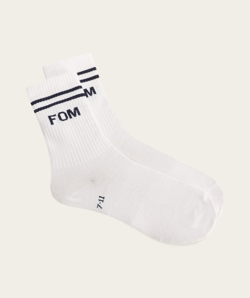 Socks Crew - White/ Navy FOM Stripes (Size 7-11)