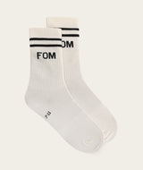 Socks Crew - Off-White/ Black Stripes (Size 8-12)