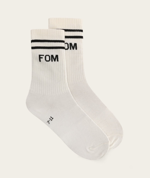 Socks Crew - Off-White/ Black Stripes (Size 8-12)