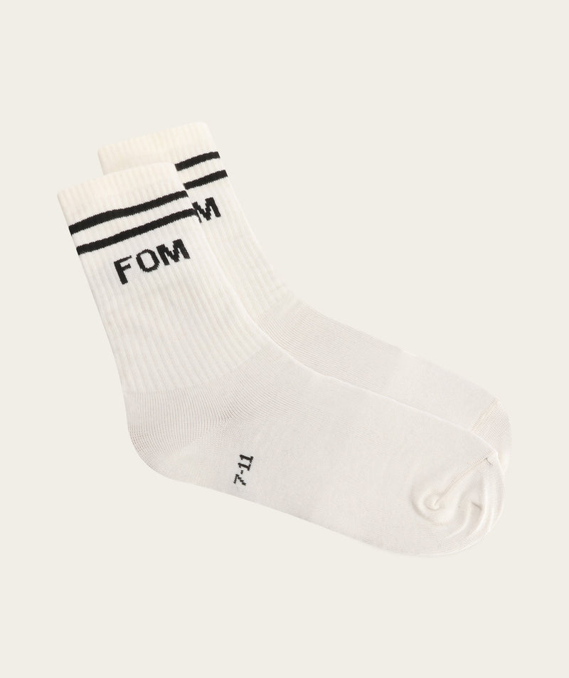 Socks Crew - Off-White/ Black Stripes (Size 8-12)