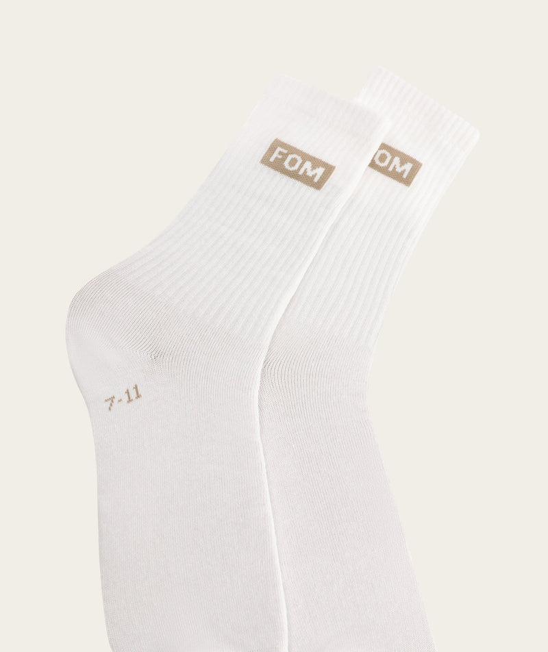 Socks Crew Twin Pack - White/ Forest Green & Dark Sand FOM (Size 7-11)