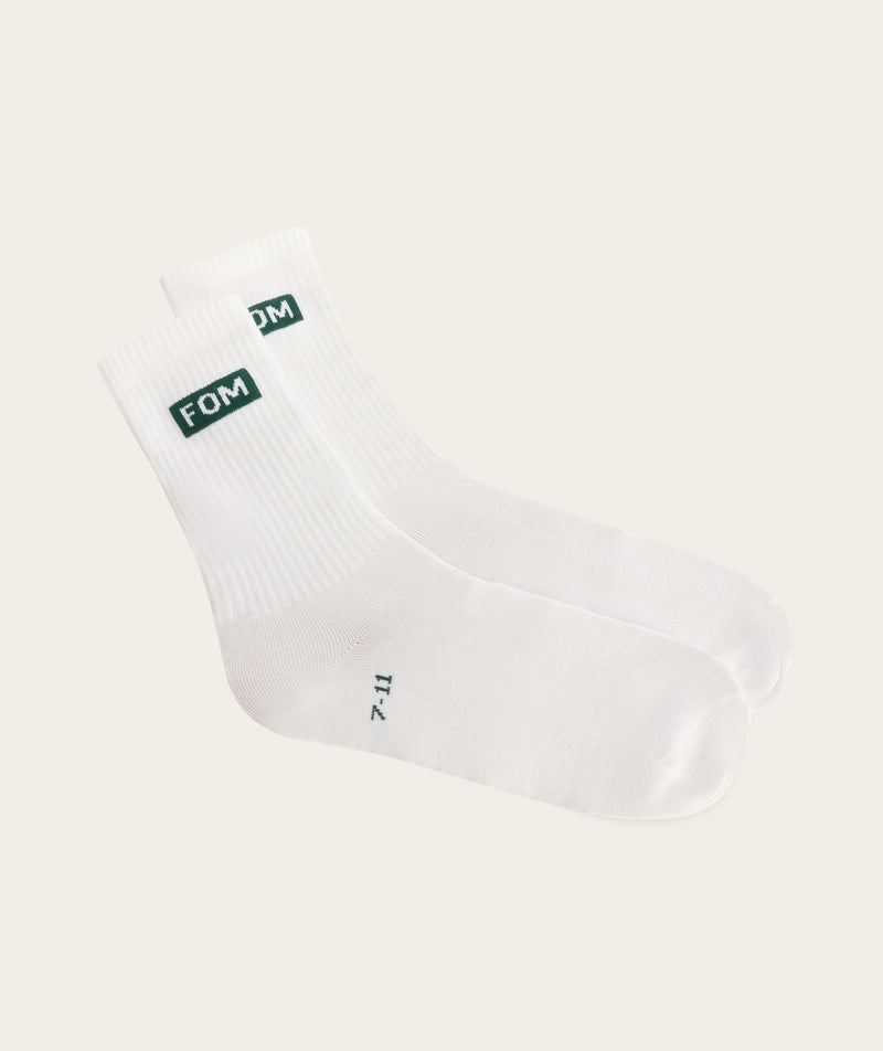 Socks Crew Twin Pack - White/ Forest Green & Dark Sand FOM (Size 7-11)