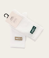 Socks Crew Twin Pack - White/ Forest Green & Dark Sand FOM (Size 7-11)