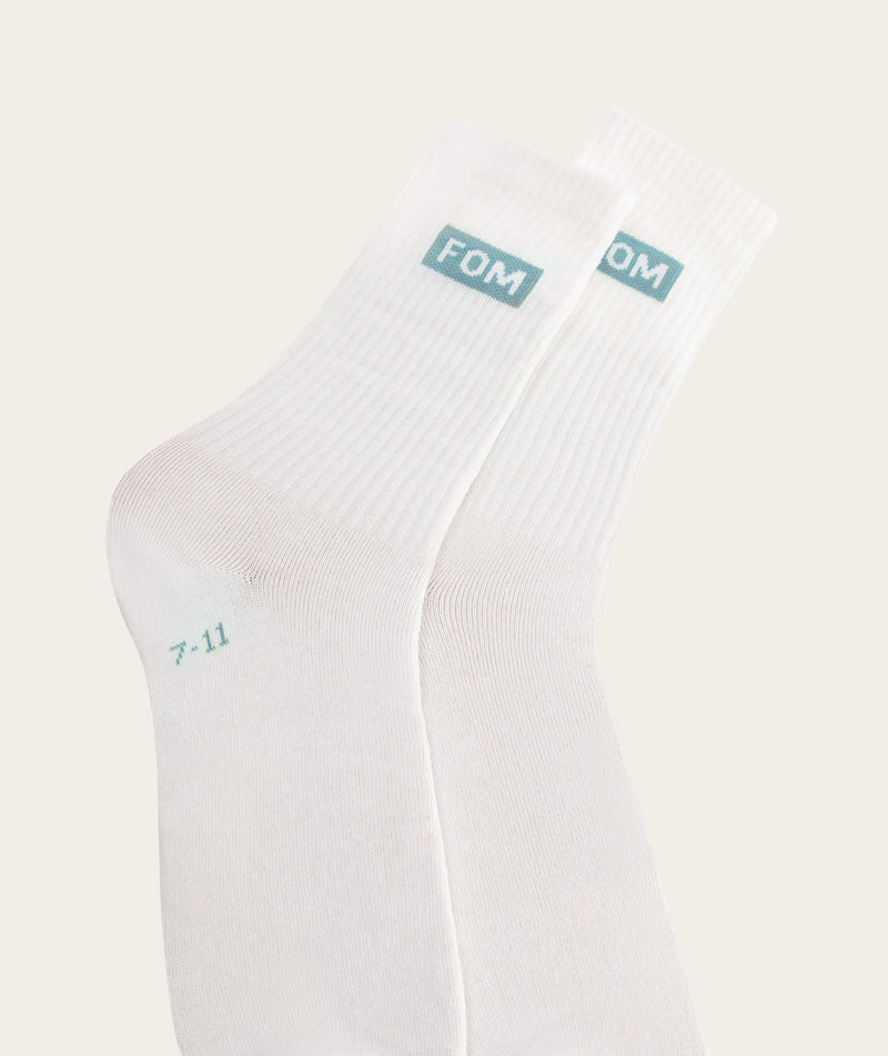 Socks Crew Twin Pack - White/ Powder Blue & Light Sand FOM (Size 4-7)
