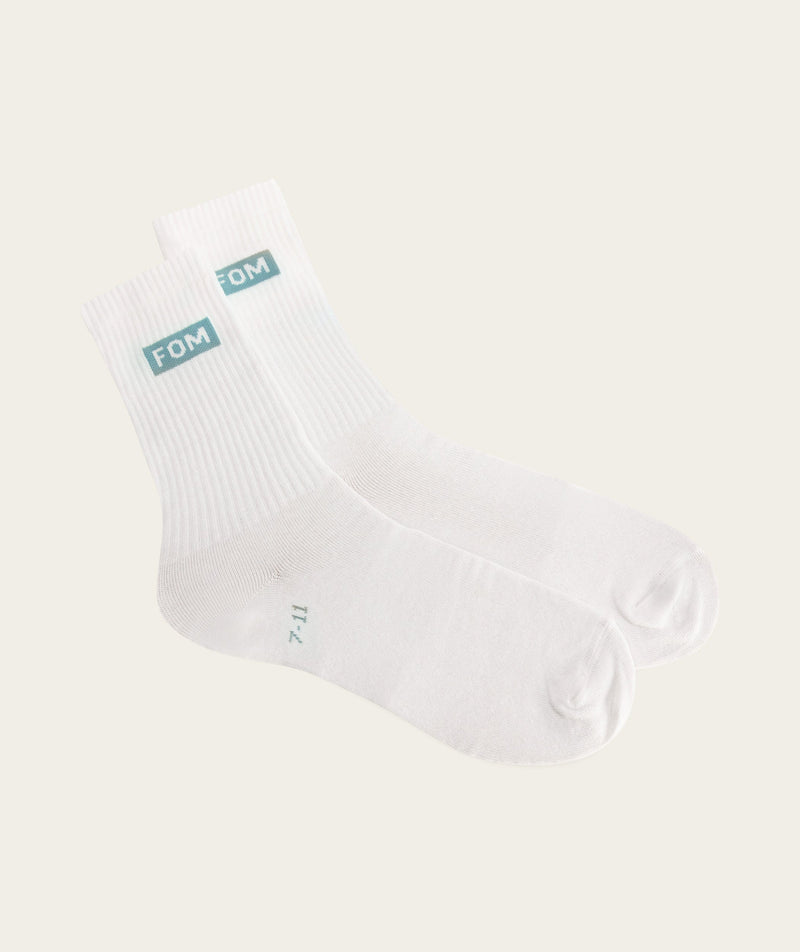 Socks Crew Twin Pack - White/ Powder Blue & Light Sand FOM (Size 4-7)