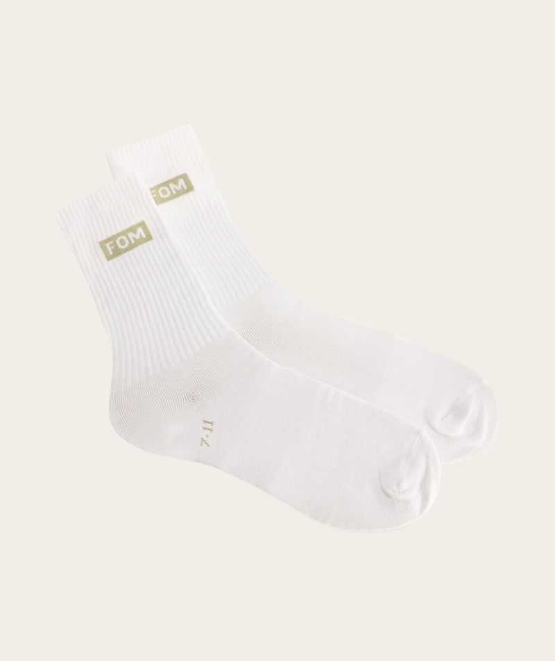 Socks Crew Twin Pack - White/ Powder Blue & Light Sand FOM (Size 4-7)