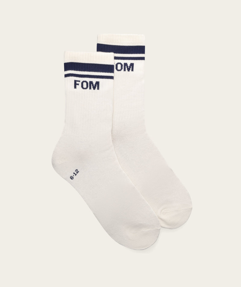 Socks Crew Twin Pack - Off-White & Navy Stripes (Size 8-12)