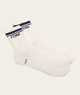 Socks Crew Twin Pack - Off-White & Navy Stripes (Size 8-12)