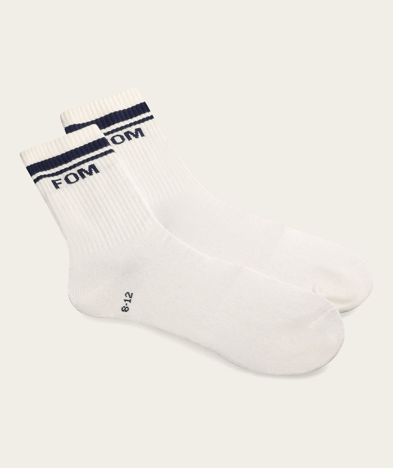 Socks Crew Twin Pack - Off-White & Navy Stripes (Size 8-12)