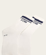 Socks Crew Twin Pack - Off-White & Navy Stripes (Size 8-12)
