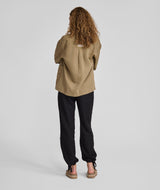 Ladies Linen Blend Shacket - Gray Green