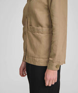 Ladies Linen Blend Shacket - Gray Green