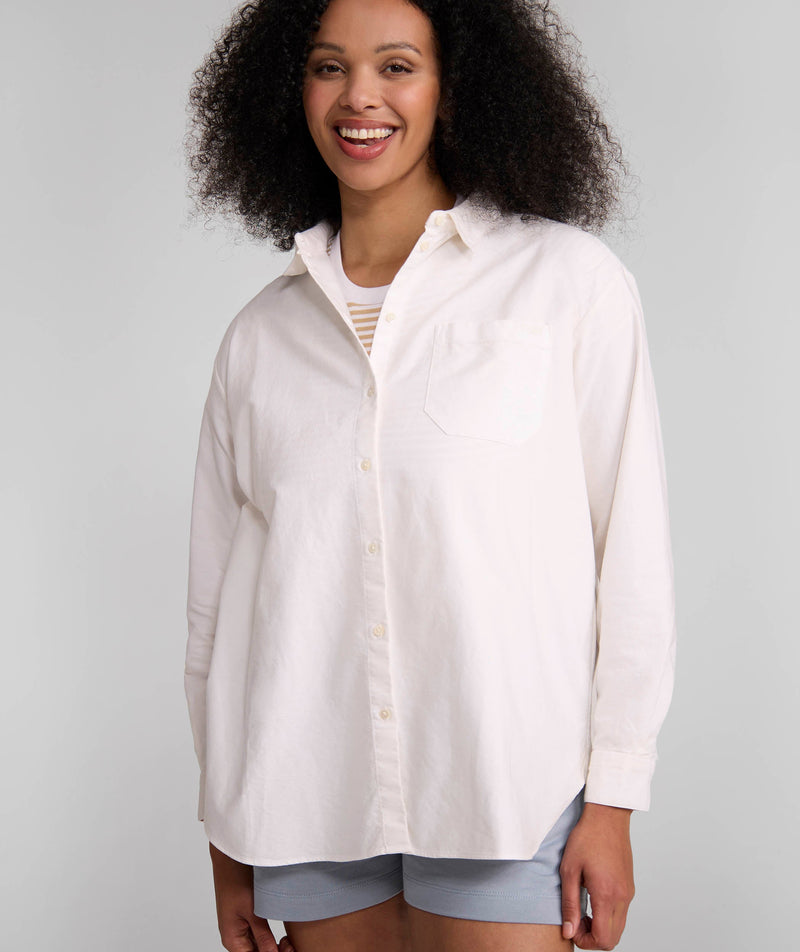 Ladies Long Sleeve Cotton Shirt - White