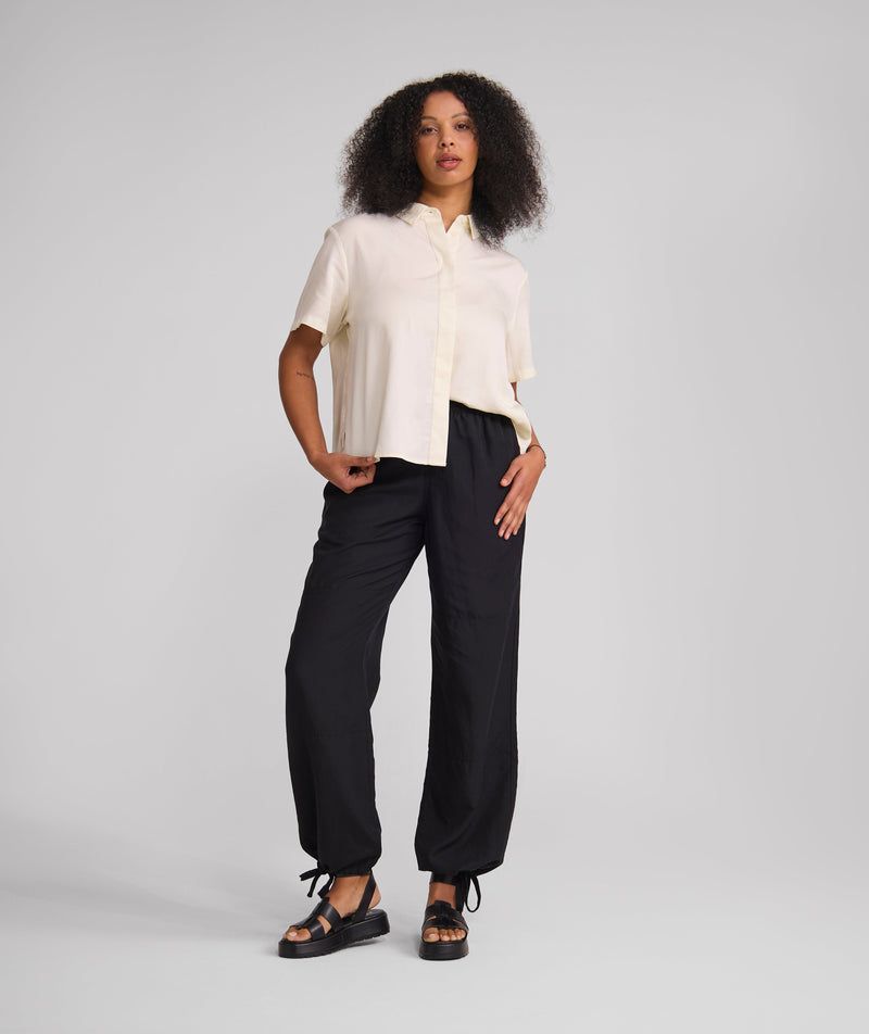 Ladies Drawstring Lyocell Pants - Black