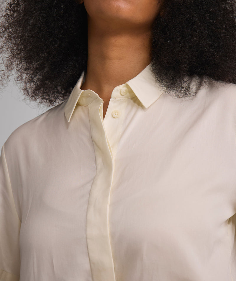 Ladies Short Sleeve Lyocell Shirt - Light Butter