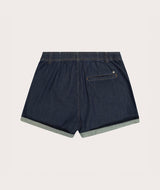 Ladies High Waisted Denim Shorts - Indigo